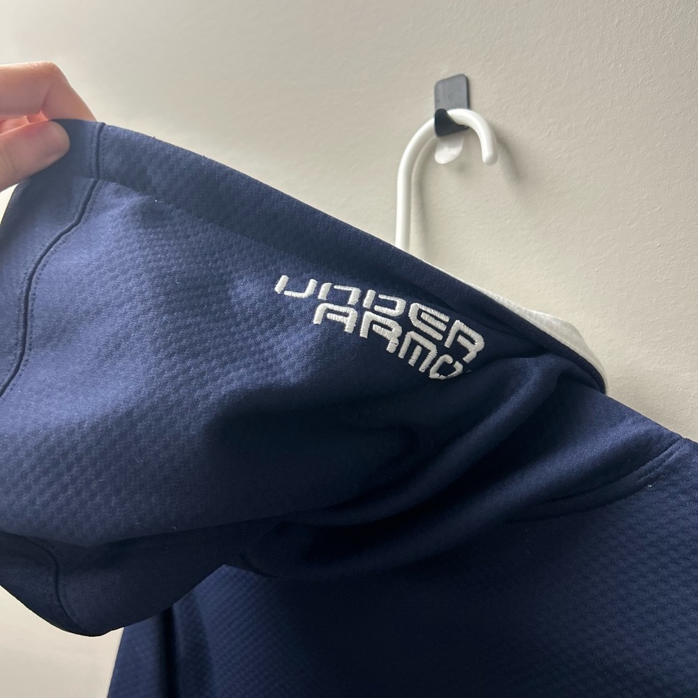 Under Armour‎ Men’s Double Threat Armour Fleece Navy Blue Hoodie - Picture 4 of 6